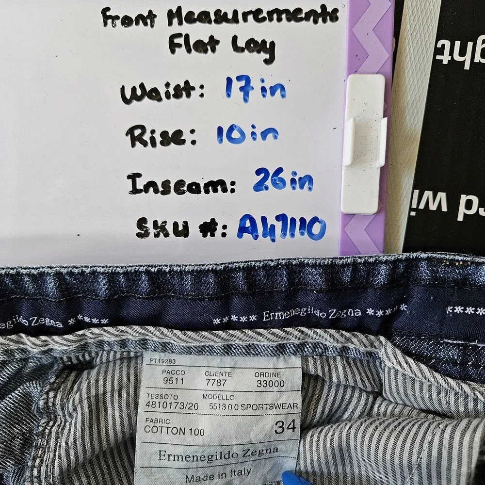 Ermenegildo Zegna Jeans Men 34x26 Blue Straight Leg Italy Grunge Preppy Designer